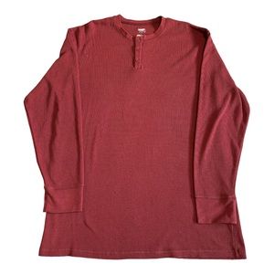 Polar King Red Waffle Knit Henley Size LT